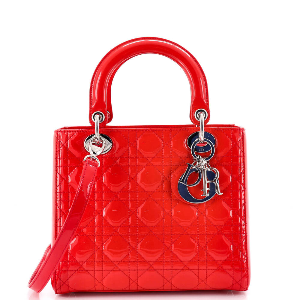 Christian Dior Medium Lady Dior Bag Cannage Quilt Patent